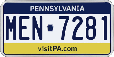 PA license plate MEN7281