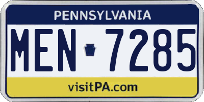 PA license plate MEN7285