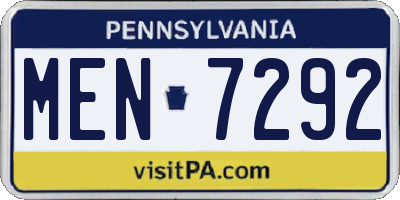 PA license plate MEN7292