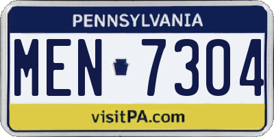 PA license plate MEN7304