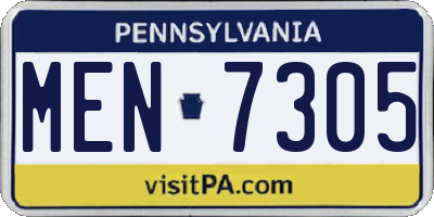 PA license plate MEN7305