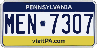 PA license plate MEN7307