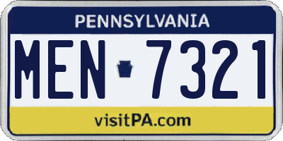 PA license plate MEN7321