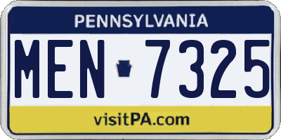 PA license plate MEN7325