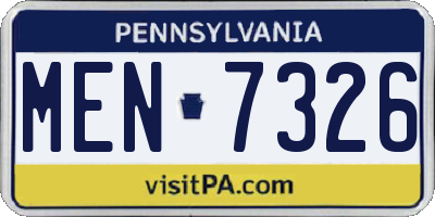 PA license plate MEN7326
