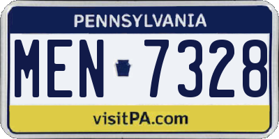 PA license plate MEN7328