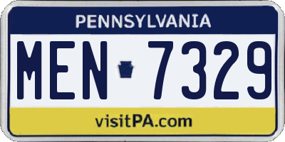 PA license plate MEN7329