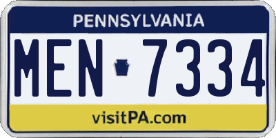 PA license plate MEN7334