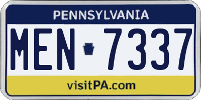 PA license plate MEN7337