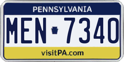 PA license plate MEN7340