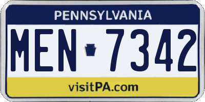 PA license plate MEN7342