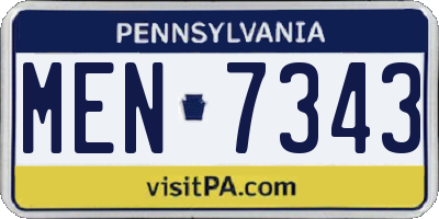 PA license plate MEN7343