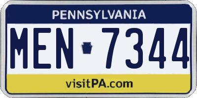 PA license plate MEN7344
