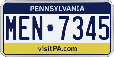 PA license plate MEN7345