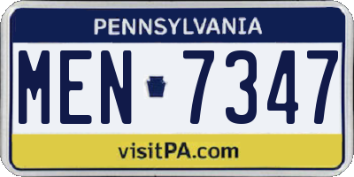 PA license plate MEN7347