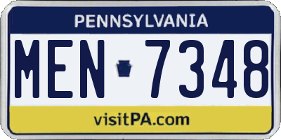 PA license plate MEN7348