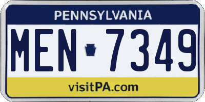 PA license plate MEN7349