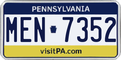 PA license plate MEN7352