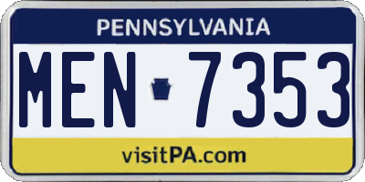 PA license plate MEN7353