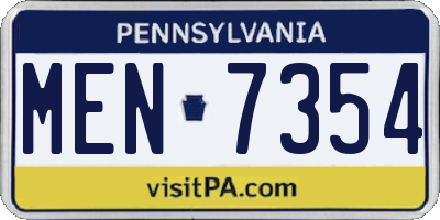 PA license plate MEN7354