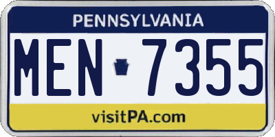 PA license plate MEN7355