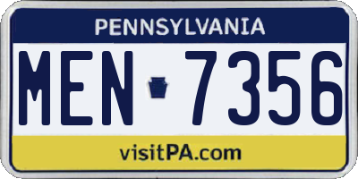 PA license plate MEN7356