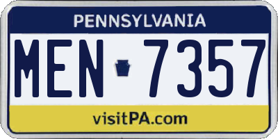 PA license plate MEN7357
