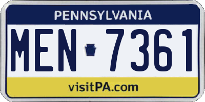 PA license plate MEN7361