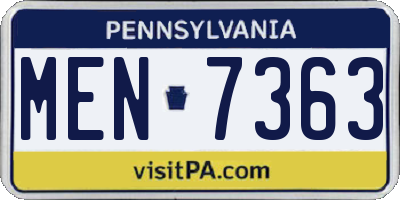 PA license plate MEN7363