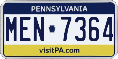 PA license plate MEN7364