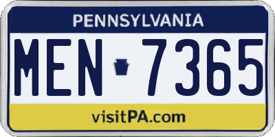 PA license plate MEN7365