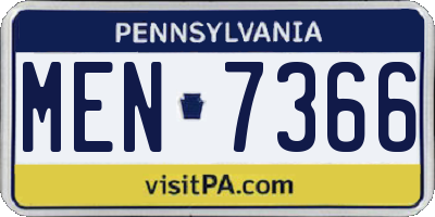 PA license plate MEN7366