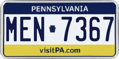 PA license plate MEN7367