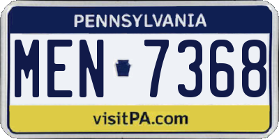 PA license plate MEN7368