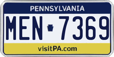 PA license plate MEN7369