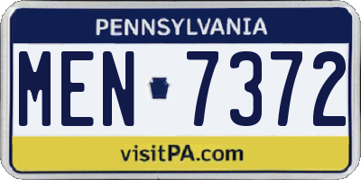 PA license plate MEN7372
