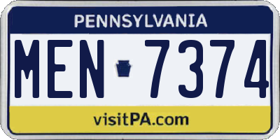 PA license plate MEN7374
