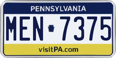 PA license plate MEN7375