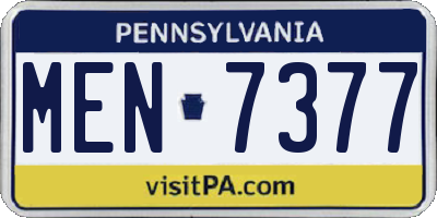 PA license plate MEN7377