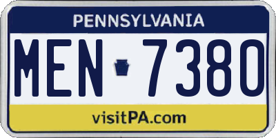 PA license plate MEN7380