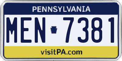 PA license plate MEN7381