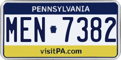PA license plate MEN7382