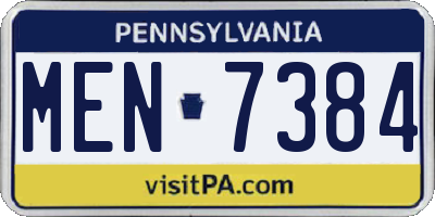 PA license plate MEN7384