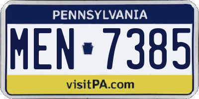 PA license plate MEN7385