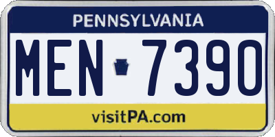 PA license plate MEN7390