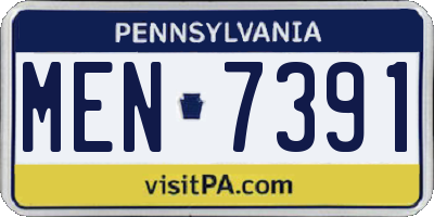 PA license plate MEN7391