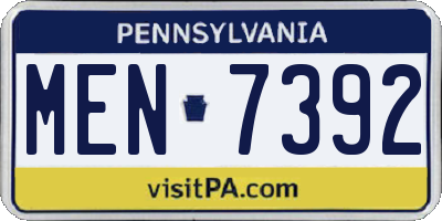 PA license plate MEN7392
