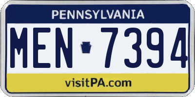 PA license plate MEN7394