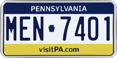 PA license plate MEN7401
