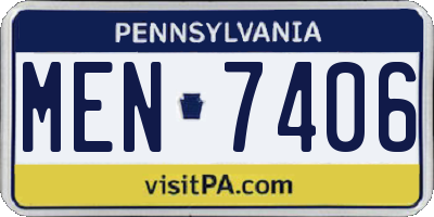 PA license plate MEN7406
